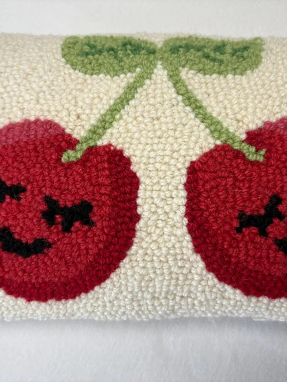 Peking Handicraft Hook Cherries Decorative Pillow - 12 x 8 inches